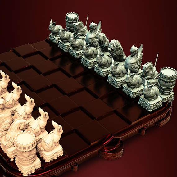 Fantasy Wizard Animal Warriors 3D Printable Beasts Chess Set - 3d