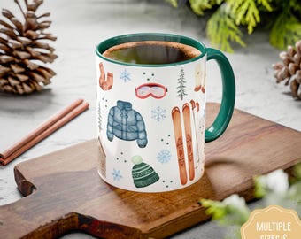 Apres Ski Mug, Skiing Mug, Winter Mug, Gift for Skiers, Snow Bunny, Mountain Mug, Secret Santa Cute Accent Coffee Mug Gift, Kid Ski Gifts