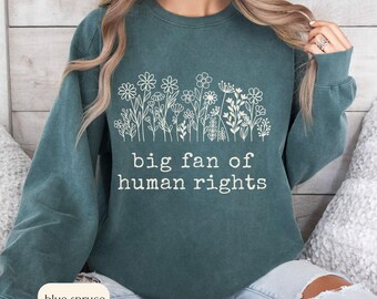 Big Fan of Human Rights Liberal Sweatshirt, Anti Fascism Gift, Vote Shirt, Civil Rights, Protest Shirt, Social Justice, Antifa Feminist