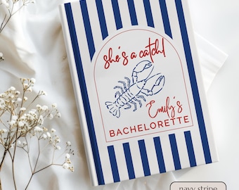 She's a Catch Bachelorette Letters to the Bride Book Advice and Wishes Lobster Wedding Keepsake  Bridal Party Gift Coastal Bachelorette