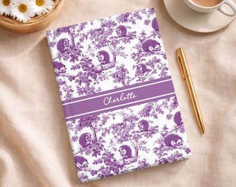 Personalized Hedgehog Journal French Toile de Jouy Sarcastic Hedgehog Gifts for Women Elegant Notebook for Her Custom Name Woodland Animals