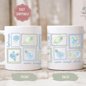 Blue Hydrangea Coffee Mug Watercolor Floral Tea Cup Gift for Garden Lovers Kitchen Drinkware Gardener Homesteading Gift
