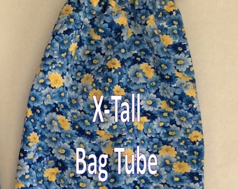 X-Tall Jumbo ReCycle Plastic Bag Dispenser  SIZE: 25" Tall x 20" Blue & Yellow Floral, for Mother's Day Ship Incl