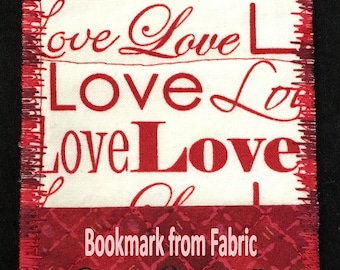 LOVE Bookmark Red Valentine Handmade Fabric Bookmark Lover Bridal Engagement Shipping Included Non-Slip Book Mark