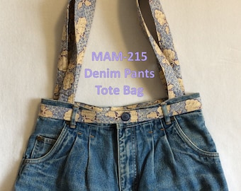 Denim Jeans UpCycle ->>Tote Bag 10 POCKETS, Re-Use, Pants Purse or Tote, Long & Wide Shoulder Straps Full Lining with 4 Inside Pocket