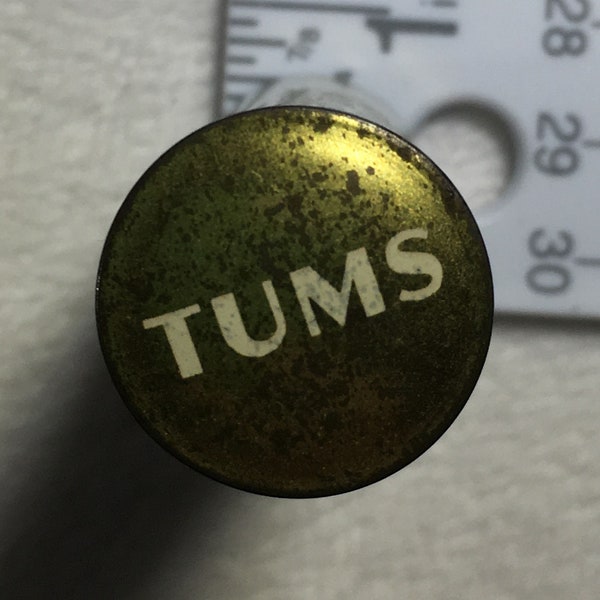 Empty TUMs Medicine TIN Vintage Medicine Collectable Cylinder Metal Tin, Old Product Box Sailing Ship Train Car Hourse and Buggy   Ship Incl