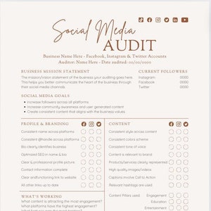 Social Media Marketing Audit Template Etsy