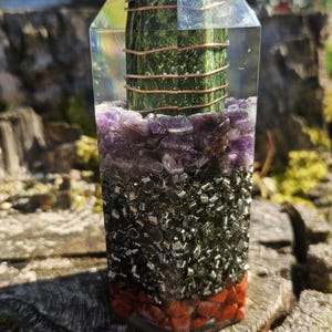 Hexagon Orgonite: Aventurine, Amethyst, Jasper Crystals
