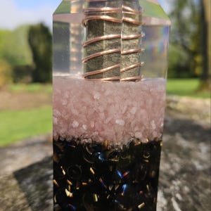 Hexagon Orgonite: Pyrite & Rose Quartz Energy Generator