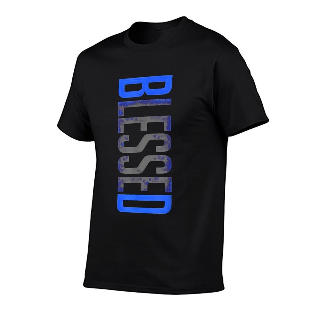 Blessed Shirt, Blue Gradient Blessed T-Shirt, Christian Faith Gift for Him Men