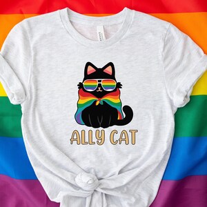 Pride Ally Cat Shirt, Retro Rainbow Colors Cat Ally Shirt, Cat Pride Shirt, Funny Pride Shirt, LGBTQ Shirt, LGBT Gifts, Love Is Love T-Shirt