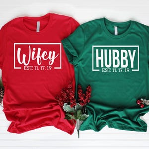 Wifey and Hubby Shirt, Wedding Party Shirt, Honeymoon Shirt, Wedding Shirt,Wife and Hubs Shirts, Just Married Shirts, Matching Couple Shirt