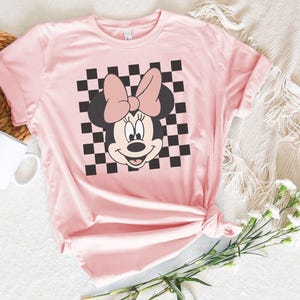 Minnie Checkered Shirt, Vintage Minnie Mouse Shirt, Checkered Disney Shirt, Disney Girl Shirt, Disney Women Shirt, Comfort Colors Shirt