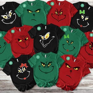 Grinch Squad Christmas T-shirts For Family, Grinch Christmas Shirt, Grinch Family Matching Tee, Grinchmas Shirt, Grinch face Costume