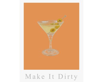 Modern Martini Art Print – Minimalist Cocktail Poster