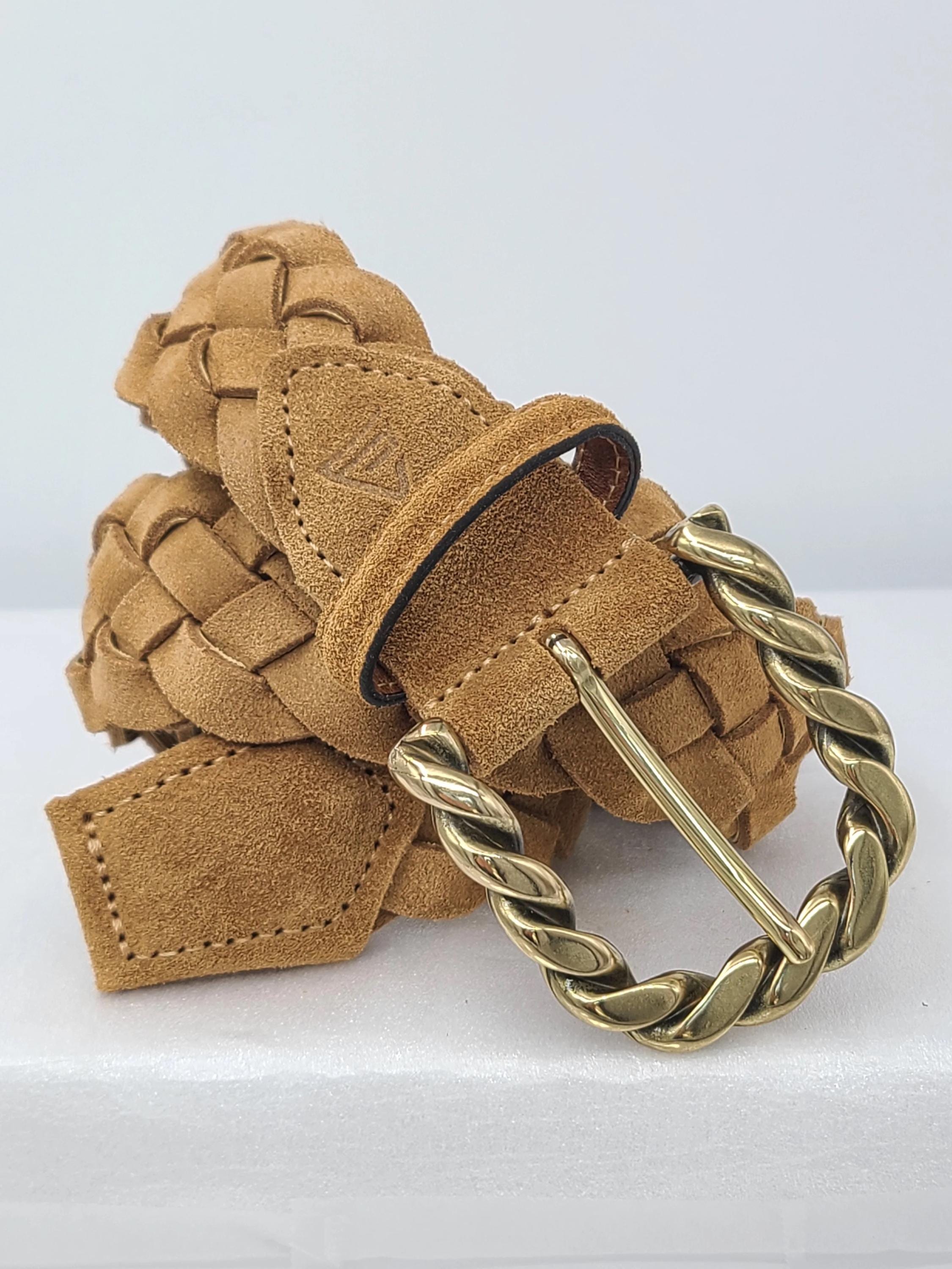 ITALIAN Chic Women\'s Belt with Gold Buckle 100% suede  ?? Women main image 2