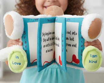Lamb Soft Cloth Animal Baby Plush Book:  Christening Birthday Baptism Gift, Montessori Sensory Book