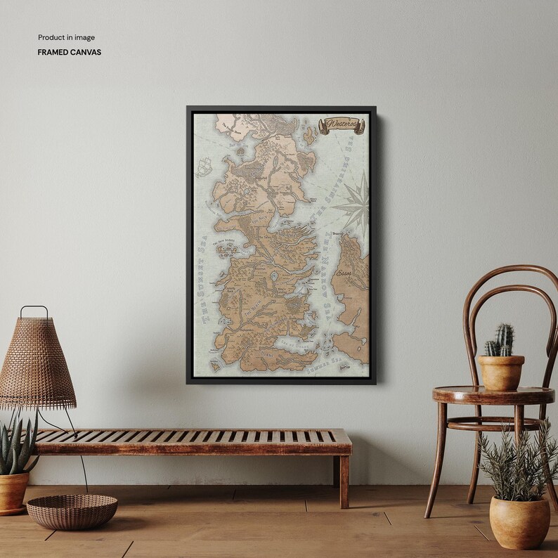 Game of Thrones Map Canvas, Westeros Map Print, Got Map Poster, Fantasy ...