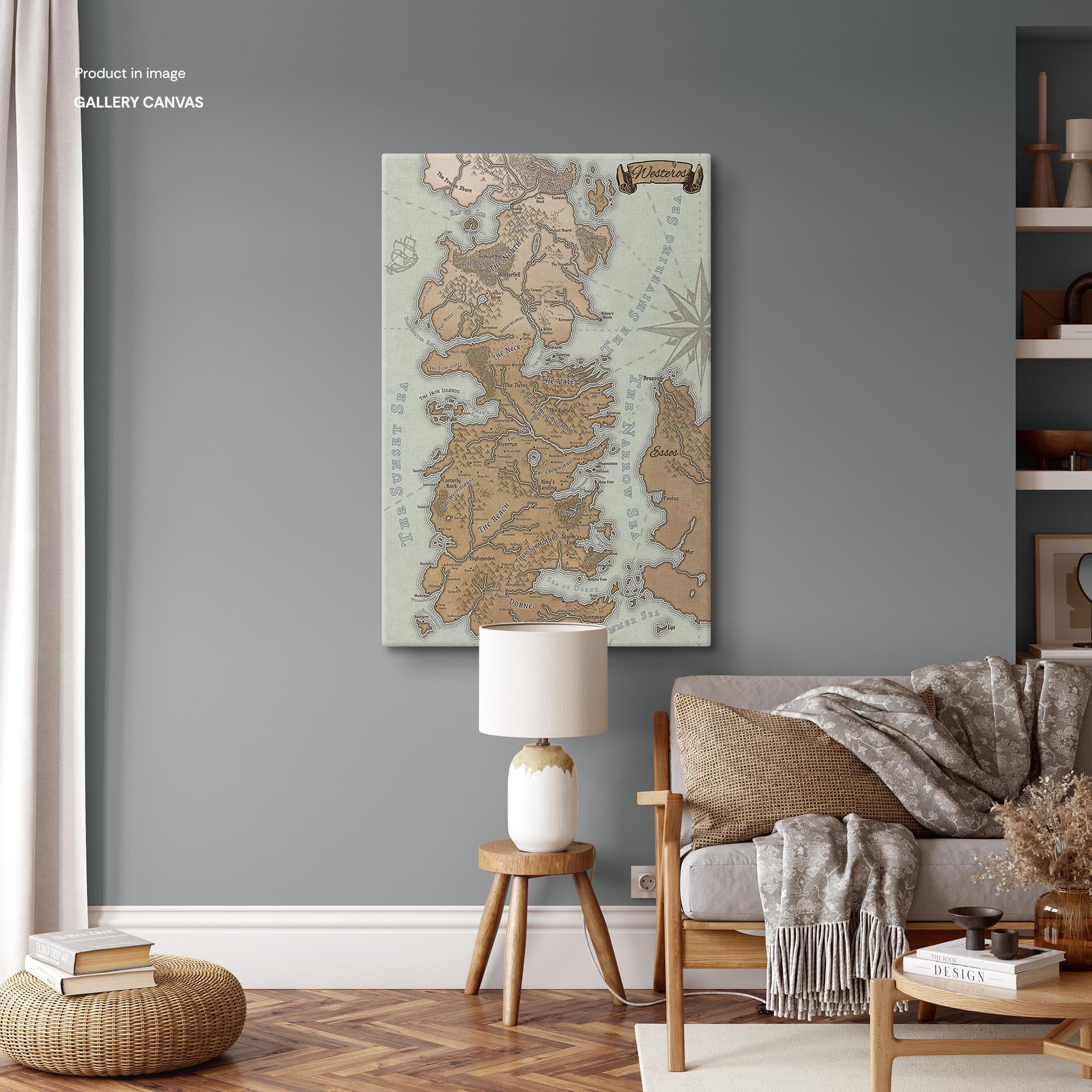 Game of Thrones Map Canvas, Westeros Map Print, Got Map Poster, Fantasy ...