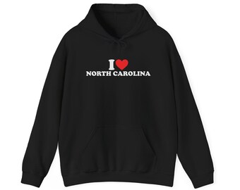 I love NC - Sweat-shirt à capuche unisexe en mélange épais