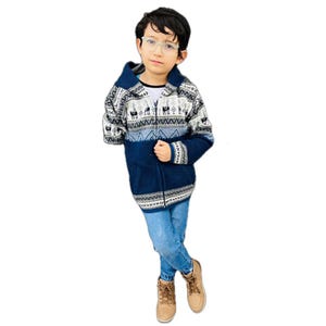 Handmade Kids Alpaca Sweater with Hood | Peruvian Toddler Wool Jacket | Warm Unisex Pullover with Pockets for Boys and Girls