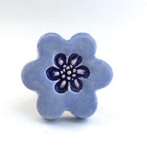 Blue Flower Knob, Flower Drawer Pull, Blue Drawer Pull, Kitchen Cabinet Knob, Decorative Hardware, Furniture Knob, Flower Knob, Pull Handles