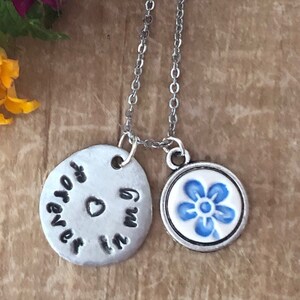 Forever In My Heart Necklace, Hand Stamped Necklace, Forget Me Not Necklace