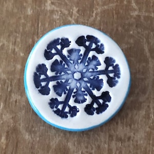 Snowflake Pin, Handmade Snowflake Brooch, Christmas Winter Holiday, Handmade Jewelry, Ceramic Pin, Snowflake Brooch, Snowflake Jewelry