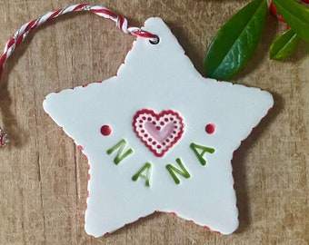 Nana Ornament, Gift For Nana, Nana Christmas Gift, Star Ornament, Heart Ornament, Nana Gift, Grandparent Gift