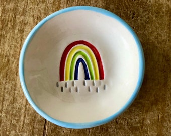 Rainbow Ring Dish, Ceramic Rainbow, Colorful Rainbow, Ring Dish Holder, Best Friend Gift, Rainbow Dish