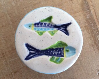 Colorful Fish Knob Ceramic Fish Knob Fish Drawer Pull Etsy
