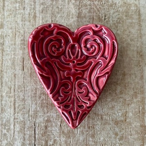 Little Red Heart Dish, Heart Ring Dish, Wedding Ring Holder, Handmade Ceramics, Gift For Valentine, Valentine Heart, Valentine Gift