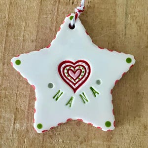 Nana Christmas Ornament, Gift For Nana, Nana Star Ornament, Nana Heart, Ceramic Ornament, Ornament Gift, Grandparent Gift, Nana Gift