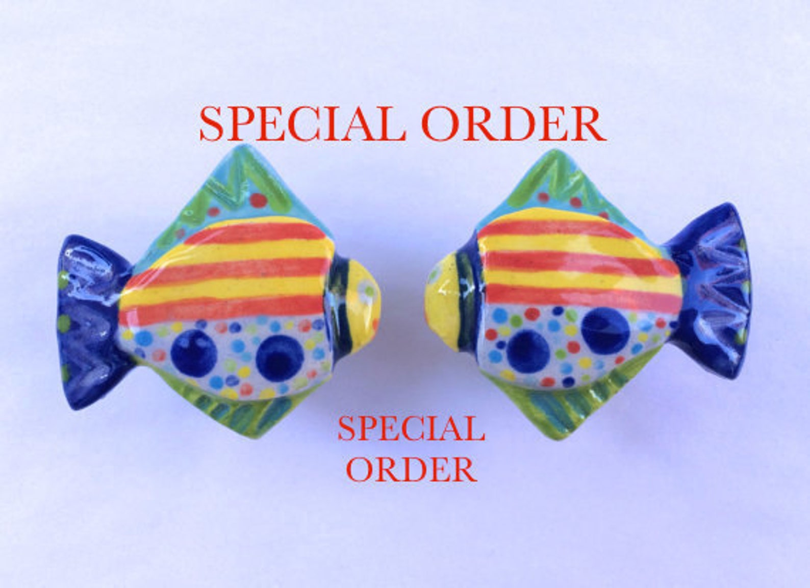 Colorful Fish Knob Ceramic Fish Knob Fish Drawer Pull Etsy