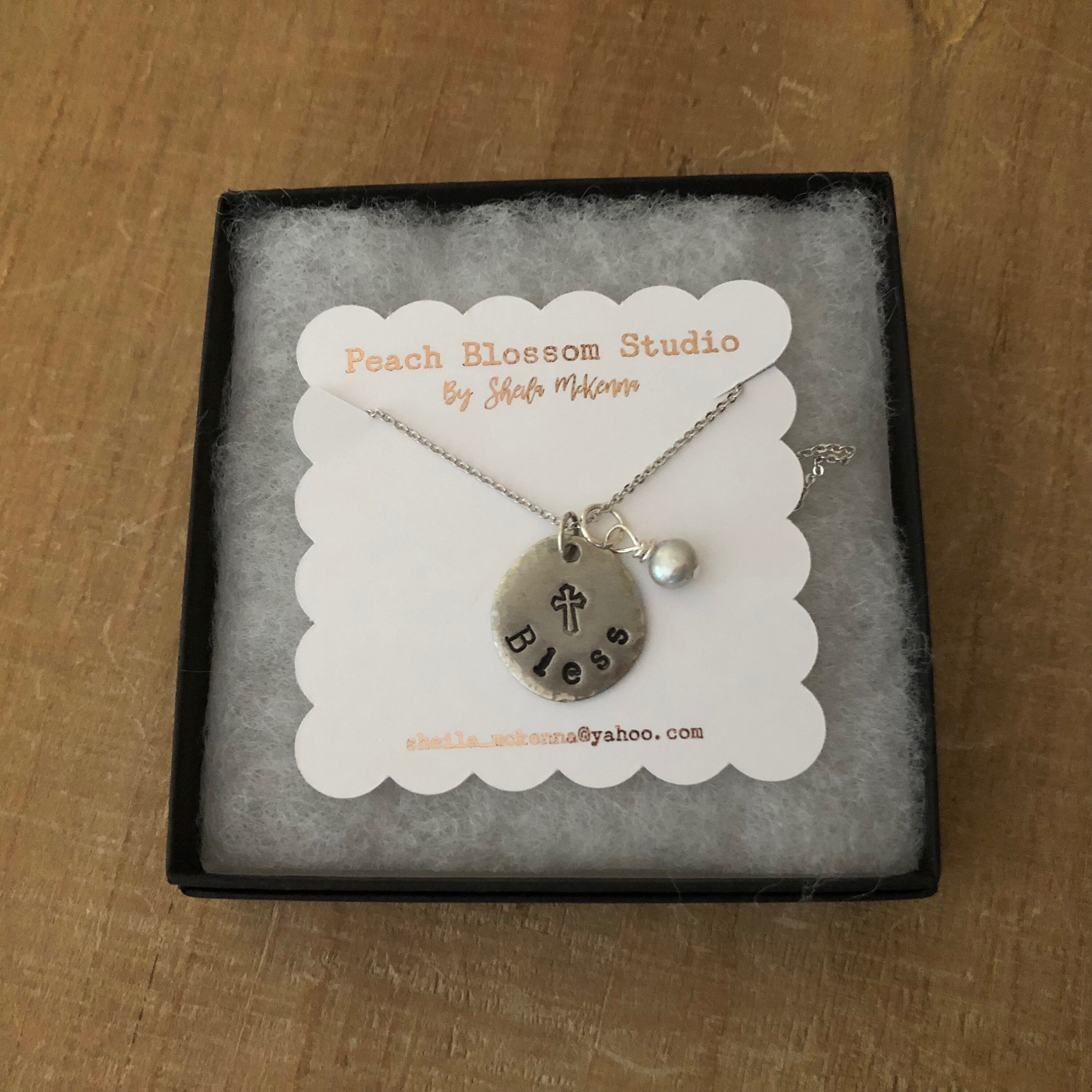 BLESS Necklace Cross Necklace Hand Stamped Religious Gift Etsy