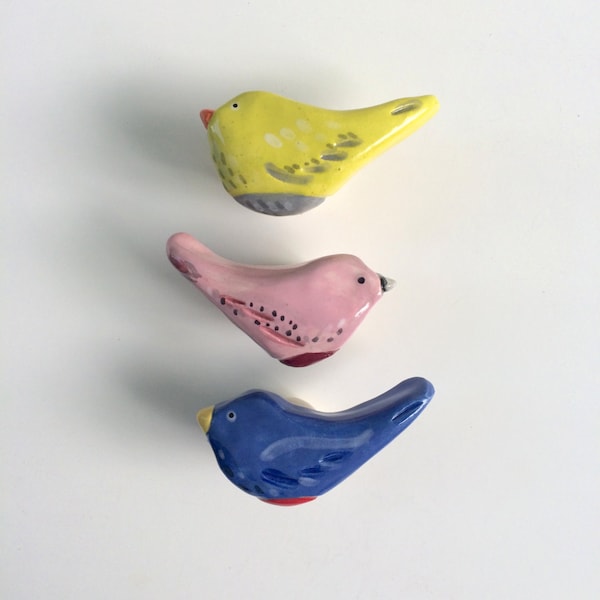 Hand Sculpted Bird Knobs, Drawer Pulls