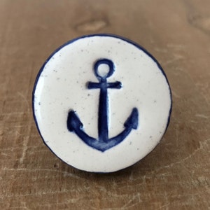 Anchor Knob, Anchor Hardware, Nautical Knob, Drawer Pull, Kitchen Cabinet Knob, Beach House Decor, Coastal Decor, Blue and White Knob, Pulls