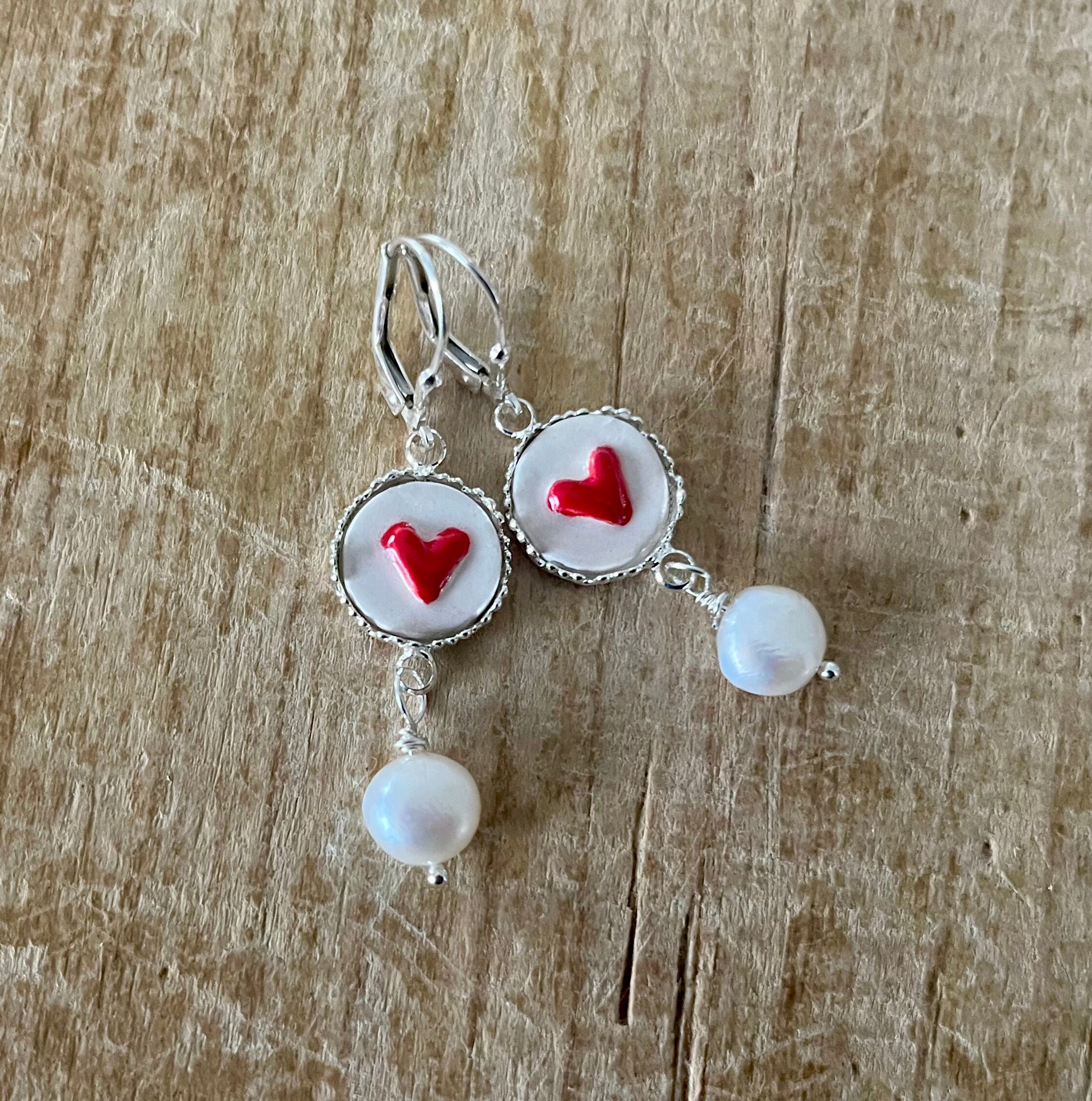 ピアス +ENGBROX+ silver925 poetry heart pearl earring EBEA23052 Sterling Silver Heart Cz and Pearl Earrings - Elegant Ear