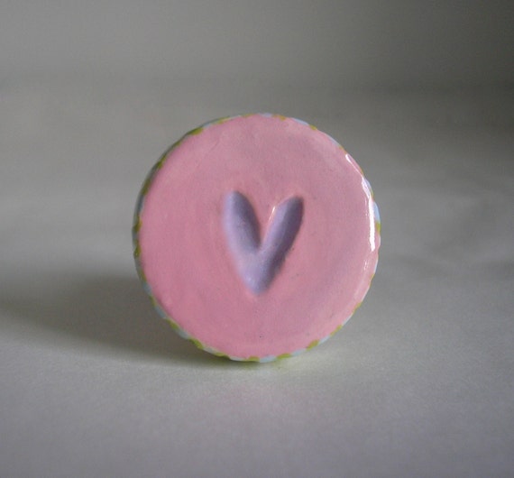 Pink Heart Knobs Drawer Pulls Ceramic Knobs Little Girl Etsy