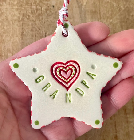 Grandpa Ornament, Gift for Grandpa, Grandparent Gift, Handmade Ornament, Ornament Gift, Gift from Grandchild, Star Ornament,Ceramic Ornament