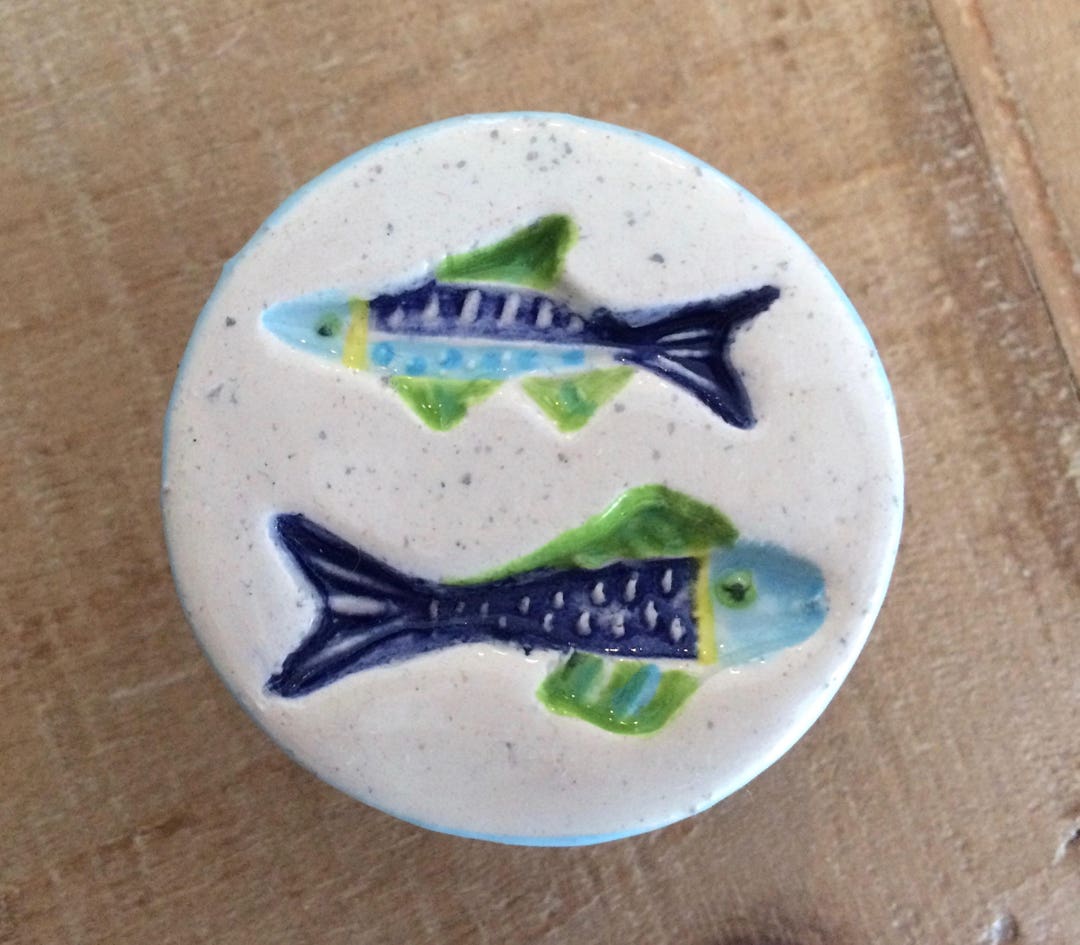 Handmade Ceramic Fish Knob: Beach House Cabinet Hardware - Etsy