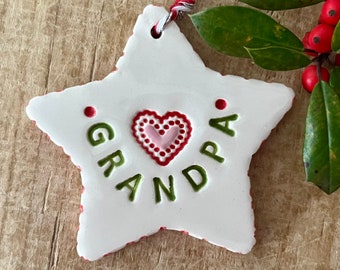 Grandpa Ornament, Gift For Grandpa, Grandpa Christmas Gift, Star Ornament, Handmade Ornament, Gift from Grandchild, Grandparent Gift