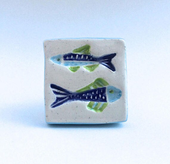 Swimming Fish Knob Fish Knob Pull Fish Drawer Pull Nautical Etsy