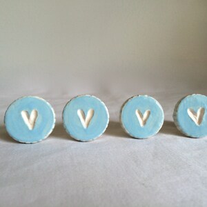 Handmade Ceramic Heart Knob: Blue & White Nursery Drawer Pull