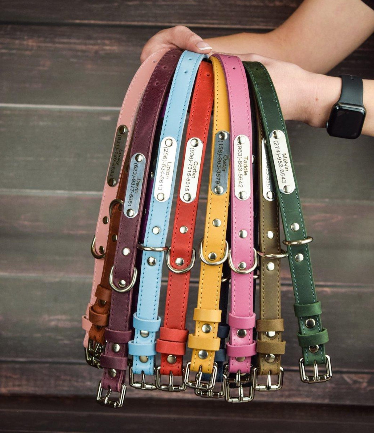 Personalized Leather Dog Collar, Engraved Dog Collar, Custom Dog Collar ...