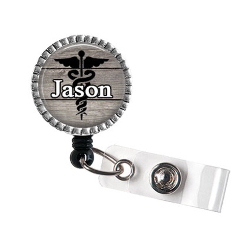 Men's Medical ID Badge Reel RN ID Holder Caduceus Id Etsy