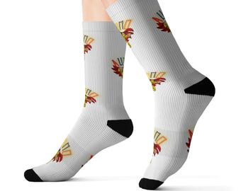 Vibrant Autismo Superhero Print Crew Socks | Cozy Polyester Spandex Blend