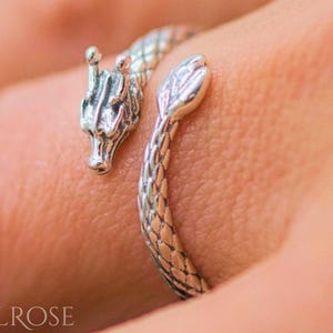 Silver Dragon Adjustable Ring ~ Vintage Sterling Silver Dragon Ring ~ Coiled Dragon Open Ring ~ Goth Jewelry ~  Viking Ring ~ Gift For Her