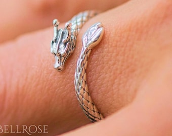 Silver Dragon Adjustable Ring ~ Vintage Sterling Silver Dragon Ring ~ Coiled Dragon Open Ring ~ Goth Jewelry ~  Viking Ring ~ Gift For Her