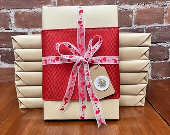 Year of Gently Loved Books Gift | Valentine's Red Burlap Wrapped, Wax Seal
